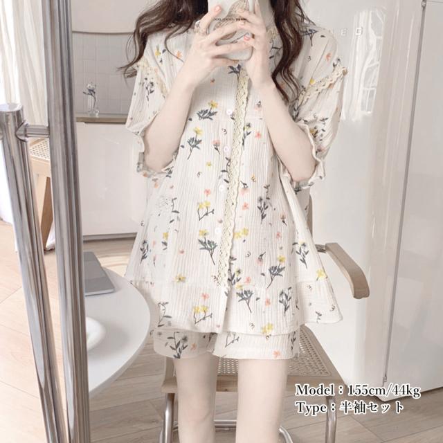 セットアップルームウェア 花柄ワンピース 送料無料 即日発送-4