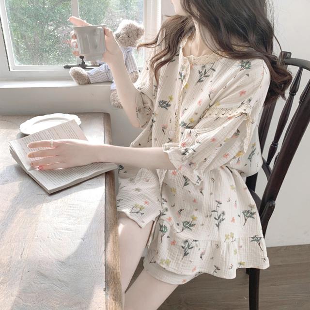 セットアップルームウェア 花柄ワンピース 送料無料 即日発送-5