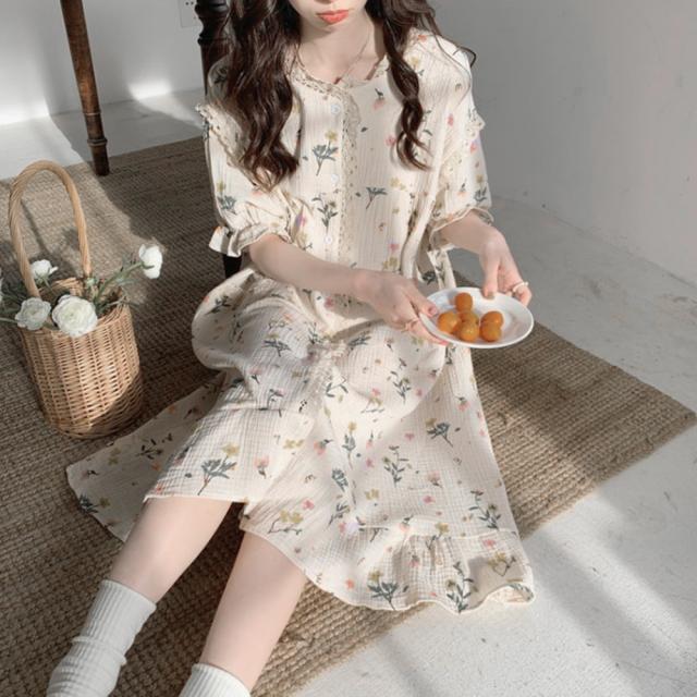 セットアップルームウェア 花柄ワンピース 送料無料 即日発送-6