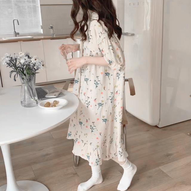 セットアップルームウェア 花柄ワンピース 送料無料 即日発送-7