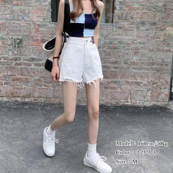 ダメージ加工デニムショートパンツ 送料無料 即日発送-7