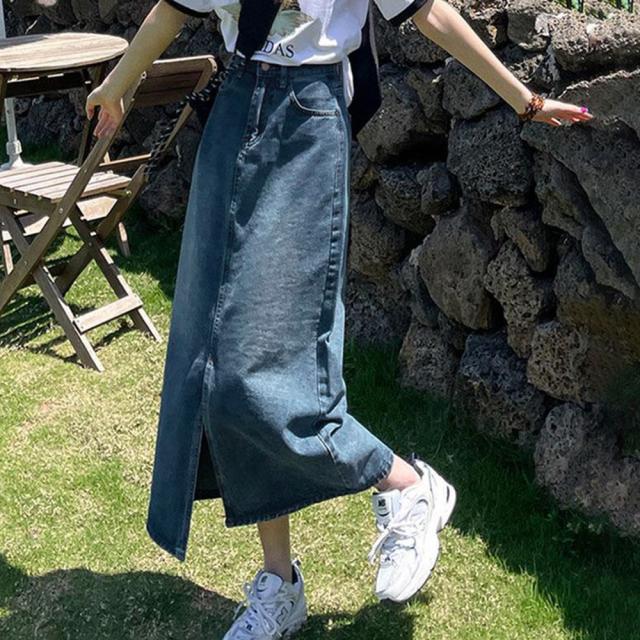 デニムスカート スリット タイトスカート 送料無料 即日発送-6