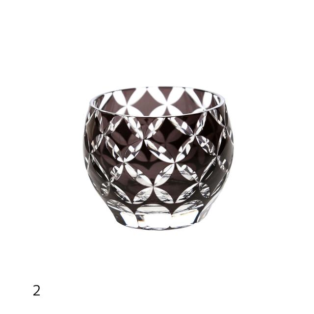 和食器 夢切子 千代口 黒 市松 七宝 菊 送料無料-1