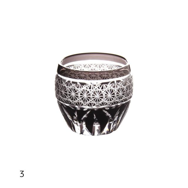 和食器 夢切子 千代口 黒 市松 七宝 菊 送料無料-2