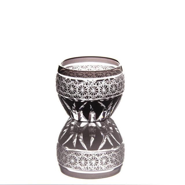 和食器 夢切子 千代口 黒 市松 七宝 菊 送料無料-6