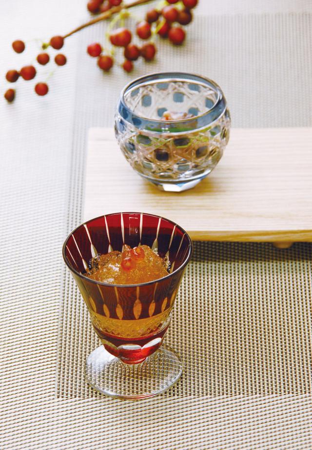 和食器 夢切子 高台 赤 藍 送料無料-3