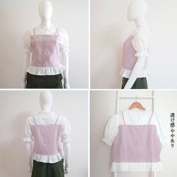 シャツブラウス 半袖 フリルVネック 送料無料 即日発送-2