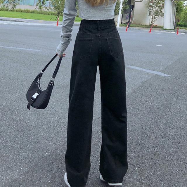 ストレートデニムパンツ セミワイドパンツ 送料無料 即日発送-5