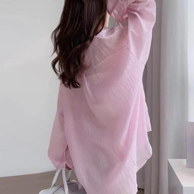 ストライプ ブラウス シアーシャツ 夏服 送料無料 即日発送-8