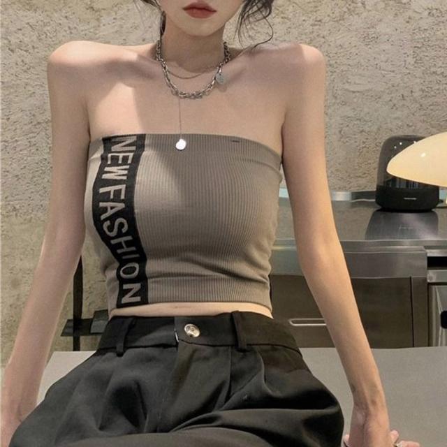 ロゴプリント カップ付きキャミソール 黒 送料無料 即日発送-4