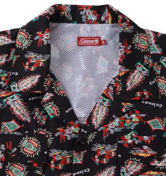 大きいサイズ Coleman ブロード総柄プリントオープンカラー半袖シャツ 3L 4L 5L 6L 7L 8L ラッピング可 送料無料 即日発送-3