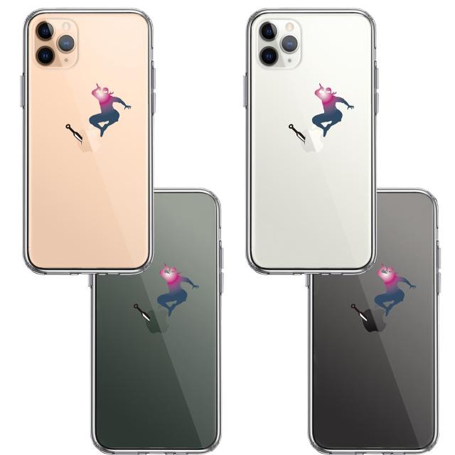 iPhone11pro ケース クリア 忍者 手裏剣 クナイ スマホケース 側面ソフト 背面ハード ハイブリッド 送料無料-1