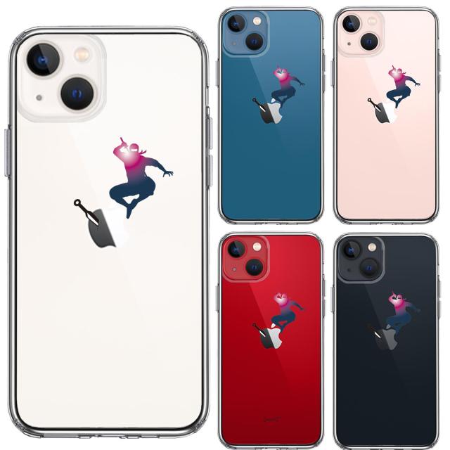 iPhone13mini ケース クリア 忍者 手裏剣 クナイ スマホケース 側面ソフト 背面ハード ハイブリッド 送料無料-1