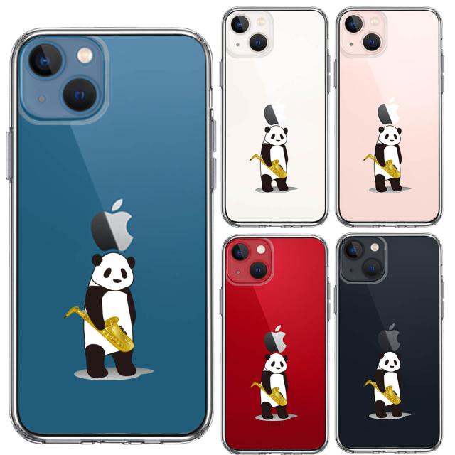 iPhone13mini ケース クリア サックス パンダ スマホケース 側面ソフト 背面ハード ハイブリッド 送料無料-1