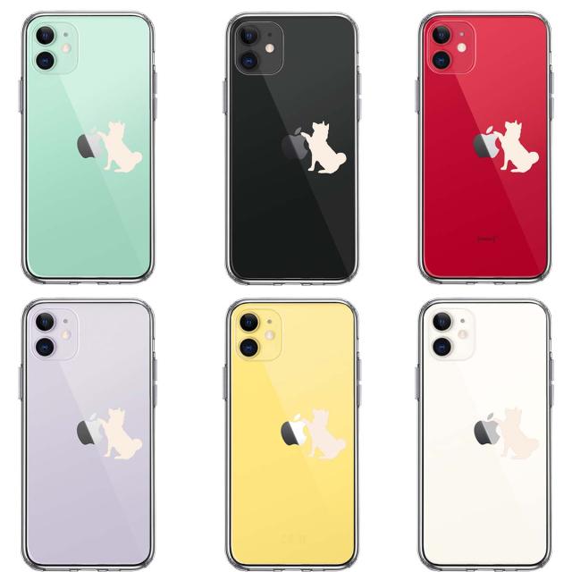iPhone11 ケース クリア わんこ お手 ホワイト スマホケース 側面ソフト 背面ハード ハイブリッド 送料無料-1