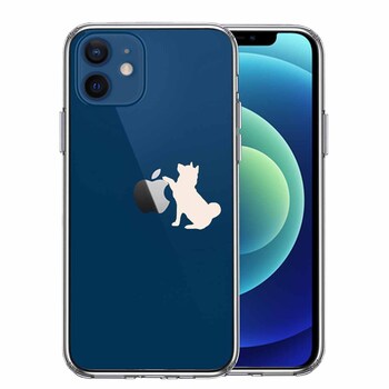 iPhone12 ケース クリア わんこ お手 ホワイト スマホケース 側面ソフト 背面ハード ハイブリッド 送料無料-0