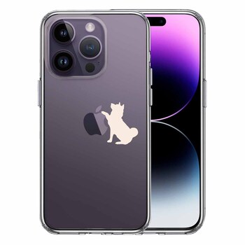 iPhone14Pro ケース クリア わんこ お手 ホワイト スマホケース 側面ソフト 背面ハード ハイブリッド 送料無料-0