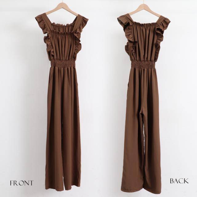 フリル袖 オールインワン パンツドレス 送料無料 即日発送-2