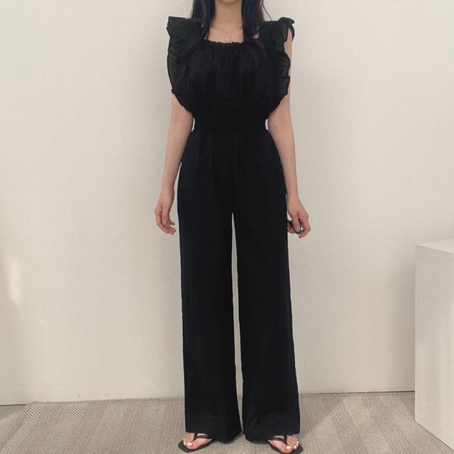 フリル袖 オールインワン パンツドレス 送料無料 即日発送-4