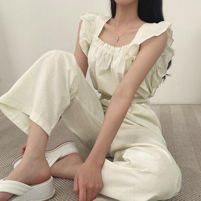 フリル袖 オールインワン パンツドレス 送料無料 即日発送-7
