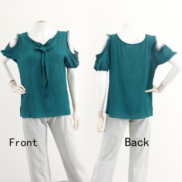 前後2way シフォン ブラウス 半袖 送料無料 即日発送-3