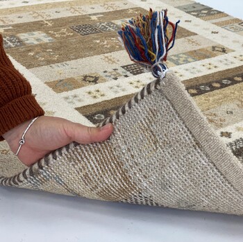 ラグ お部屋が明るくなるインドギャッベ 190×240 ラグ SNOW 送料無料-9