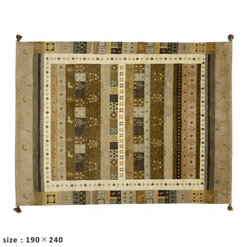 ラグ お部屋が明るくなるインドギャッベ 190×240 ラグ SNOW 送料無料-3