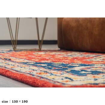 ラグ お部屋が明るくなる天然素材のトライバル風ラグ 90×130　CRIMSON 送料無料-8