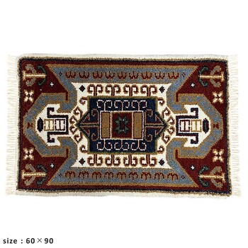 ラグ 90×130 お部屋が明るくなる天然素材のトライバル風ラグ FLAG 送料無料-0