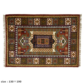 ラグ 90×130 お部屋が明るくなる天然素材のトライバル風ラグ FLAG 送料無料-2