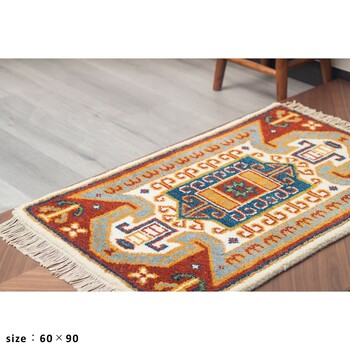 ラグ 90×130 お部屋が明るくなる天然素材のトライバル風ラグ FLAG 送料無料-5