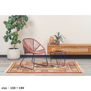 ラグ 90×130 お部屋が明るくなる天然素材のトライバル風ラグ FLAG 送料無料-6