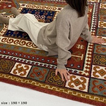 ラグ 90×130 お部屋が明るくなる天然素材のトライバル風ラグ FLAG 送料無料-7