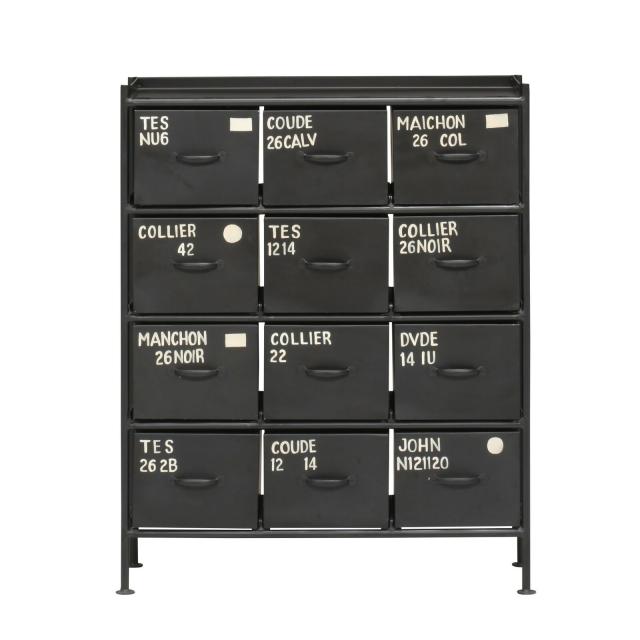 使うと雰囲気の良くなるスチールチェスト ienowa 縦型12杯引出チェスト MSG BK 送料無料-1