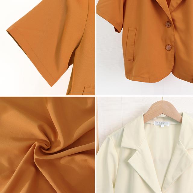 クロップド丈 テーラードジャケット 半袖 送料無料 即日発送-3