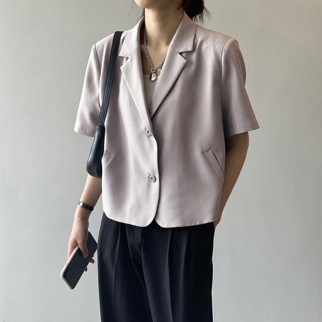 クロップド丈 テーラードジャケット 半袖 送料無料 即日発送-5