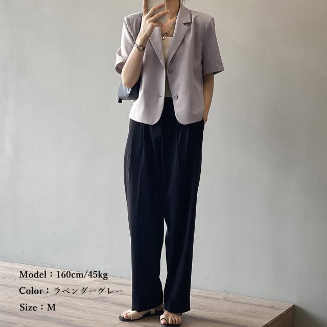 クロップド丈 テーラードジャケット 半袖 送料無料 即日発送-6