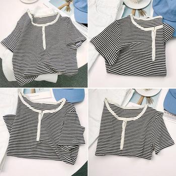 ヘンリーネック Tシャツ ボーダー柄半袖 送料無料 即日発送-3