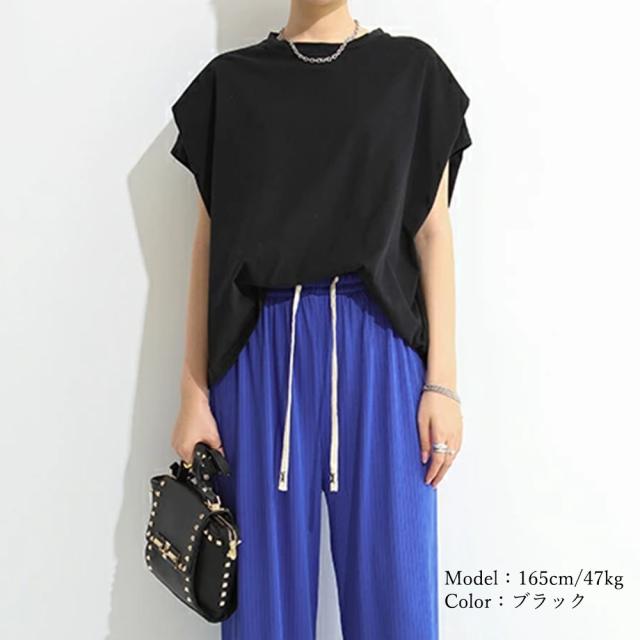 ショルダータックTシャツ レディース半袖 送料無料 即日発送-4