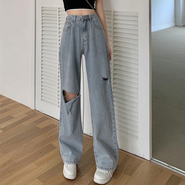 ダメージ デニムパンツ レディース着やせ SK19406539-2698 送料無料 即日発送-1