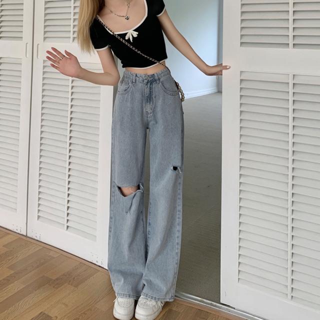 ダメージ デニムパンツ レディース着やせ SK19406539-2698 送料無料 即日発送-4