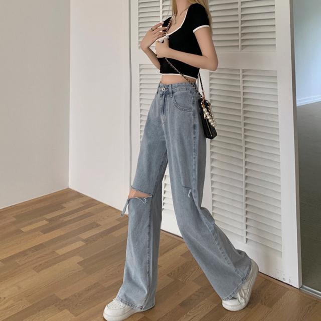 ダメージ デニムパンツ レディース着やせ SK19406539-2698 送料無料 即日発送-5