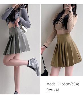 ボックスプリーツスカート ミニスカート黒 送料無料 即日発送-5