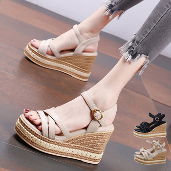 ウェッジソールサンダル 美脚厚底サンダル 送料無料 即日発送-0