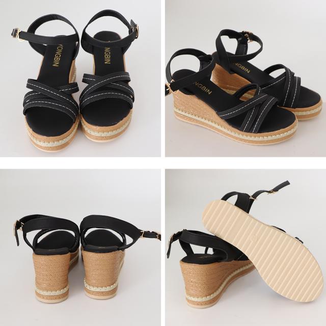 ウェッジソールサンダル 美脚厚底サンダル 送料無料 即日発送-2