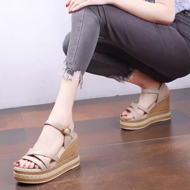 ウェッジソールサンダル 美脚厚底サンダル 送料無料 即日発送-8