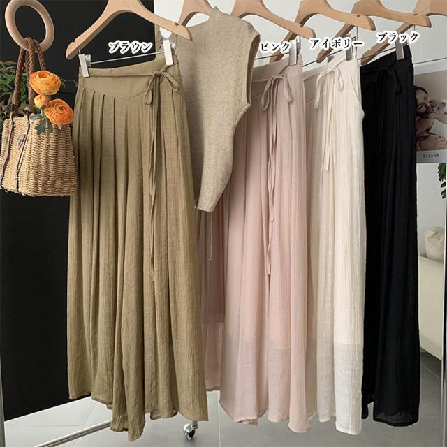 とろみパンツ レディース 綿麻スカンツ夏 送料無料 即日発送-1