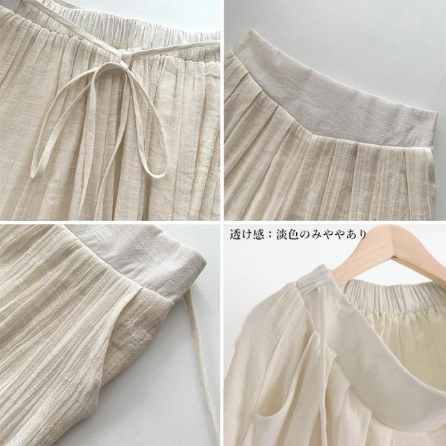 とろみパンツ レディース 綿麻スカンツ夏 送料無料 即日発送-3