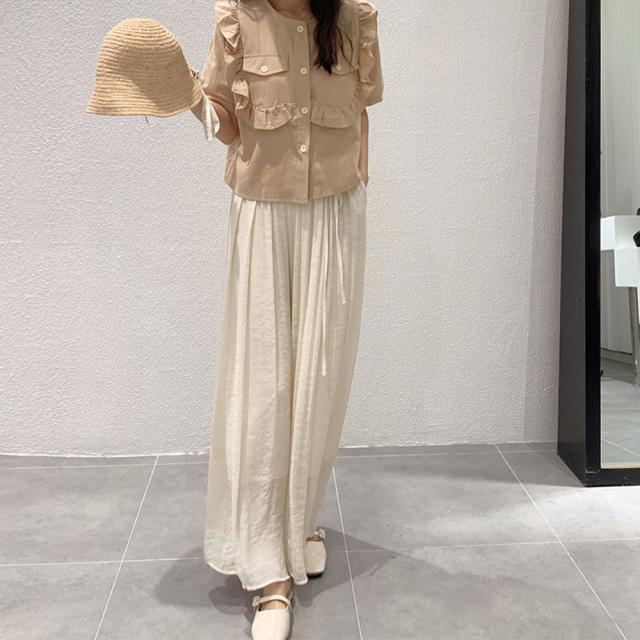 とろみパンツ レディース 綿麻スカンツ夏 送料無料 即日発送-7