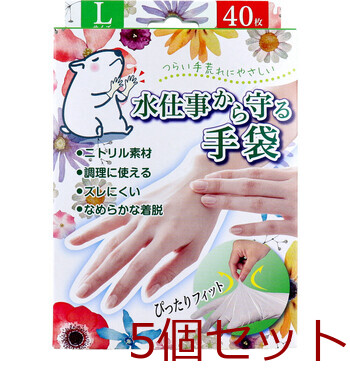 水仕事から守る手袋 Lサイズ 40枚入 5セット 送料無料-1